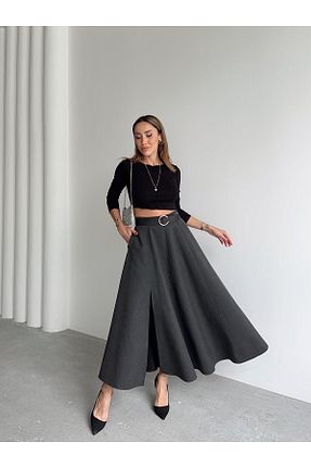 دامن طوسی زنانه پنبه ای MALDİA SHOP - کد 904016627