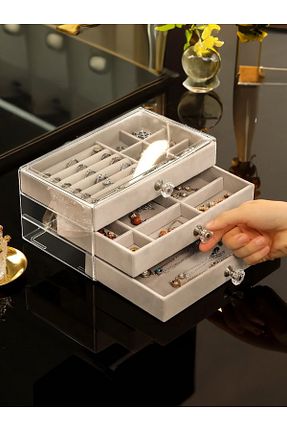 نظم دهنده جواهرات و آرایش طوسی پلاستیک EVSTYLE - کد 921971201