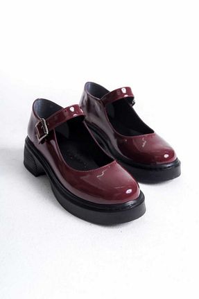 کفش لوفر زرشکی زنانه چرم لاکی v.s.h velvet - کد 878904178