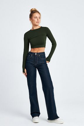 شلوار جین سرمه ای زنانه پاچه ساده CRACPOT JEANS - کد 921142931