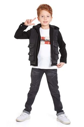 ست بالاتنه و پائین تنه مشکی بچه گانه بافتنی xo kids moda - کد 921967111