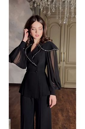 ست بالاتنه و پائین تنه مشکی زنانه بافت guller tekstil - کد 848228042