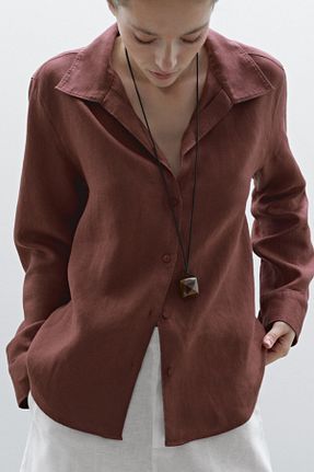 پیراهن زرشکی زنانه رگولار Massimo Dutti - کد 906438132