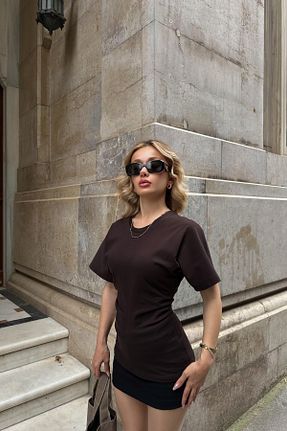 بلوز قهوه ای زنانه رگولار mylove - کد 921188599