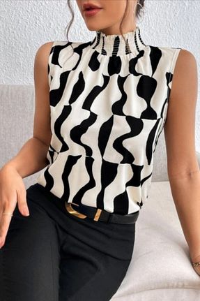 بلوز سفید زنانه طرح دار Mossta - کد 921183952