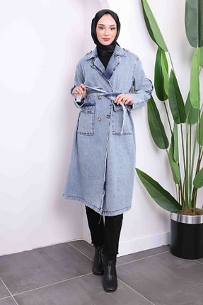ترنچکت حجاب آبی زنانه پنبه ای İmajButik - کد 921190106