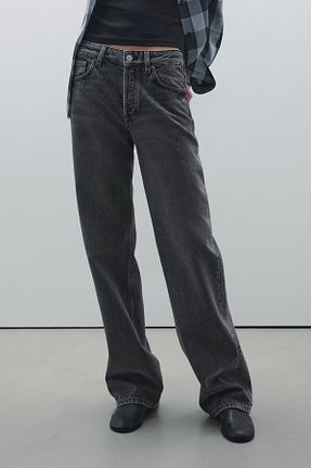 شلوار جین طوسی زنانه پاچه گشاد Massimo Dutti - کد 902804912