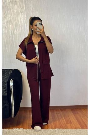 ست بالاتنه و پائین تنه زرشکی زنانه SHINE STYLE - کد 921203969