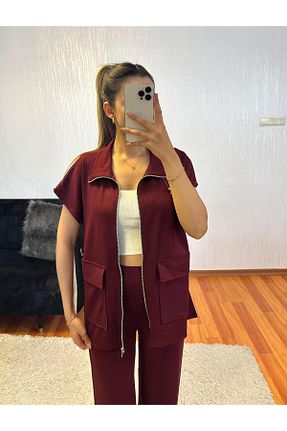 ست بالاتنه و پائین تنه زرشکی زنانه SHINE STYLE - کد 921203969