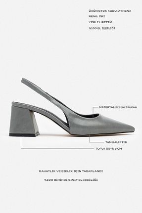کفش پاشنه بلند کلاسیک طوسی زنانه چرم لاکی NİŞANTAŞI SHOES - کد 920761891