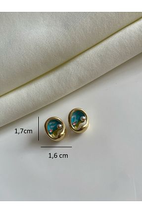 گوشواره جواهر آبی روکش طلا Nilsu Jewellery Accessory - کد 921210307