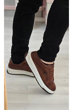 کفش اسنیکر قهوه ای مردانه چرم اصل Melinta Shoes - کد 921218110