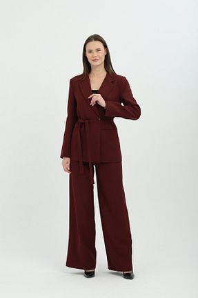 ست بالاتنه و پائین تنه زرشکی زنانه بافتنی Milamia - کد 921220780