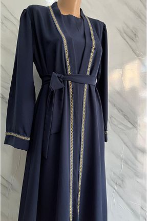 کافتان و کیمونو حجاب سرمه ای زنانه پنبه پلی استر DİLEKBUTİK - کد 921220994