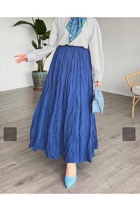 دامن آبی زنانه ساتن DEZ MODA - کد 921128623