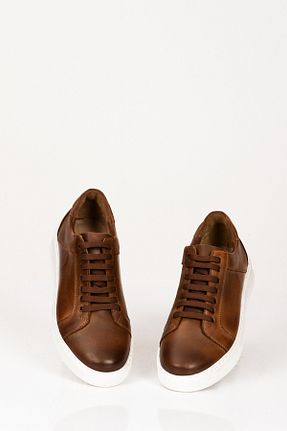 کفش اسنیکر قهوه ای مردانه چرم اصل SVMSHOES - کد 897357976