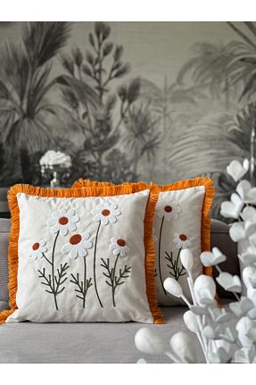 کوسن و روکش کوسن نارنجی کتان Skhome - کد 921247041