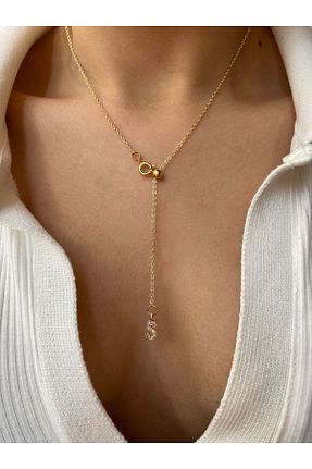 گردنبند جواهر زرد زنانه روکش طلا Arsaley Collection - کد 904546311
