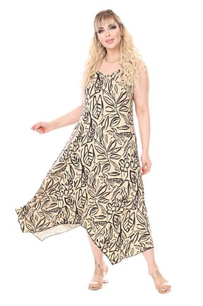 لباس سایز بزرگ بژ زنانه مخلوط ویسکون MELSAY - کد 921244483