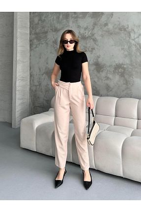 شلوار بژ زنانه پارچه FERZOLAİO - کد 924276590