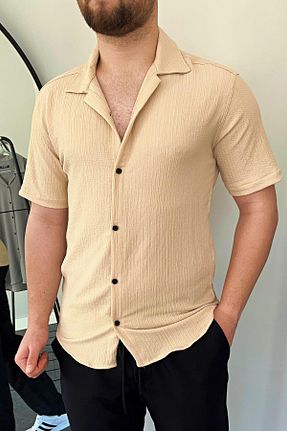 پیراهن بژ مردانه اسلیم فیت VİP LOKAL - کد 825678497