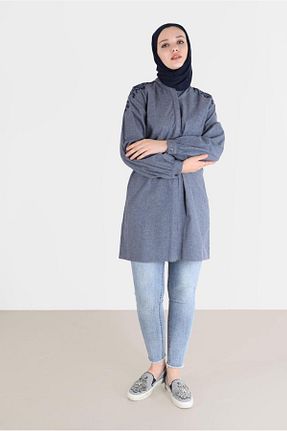 تونیک حجاب سرمه ای زنانه بافتنی Alvina - کد 803642231