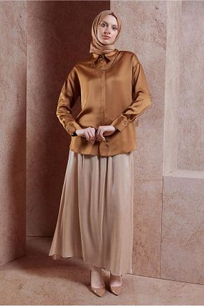 بلوز حجاب قهوه ای زنانه رگولار Alvina - کد 848013407