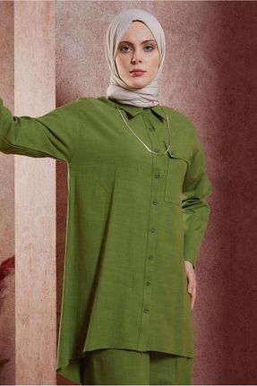 ست بالاتنه و پائین تنه حجاب سبز زنانه رگولار Alvina - کد 820143955