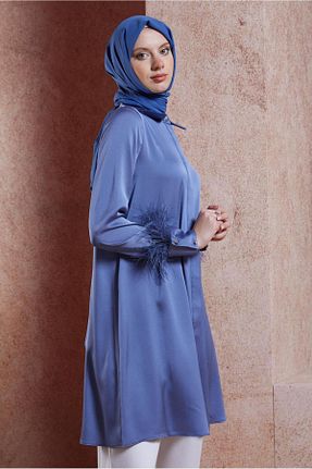 تونیک حجاب سرمه ای زنانه پلی استر Alvina - کد 850547117