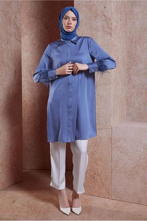 تونیک حجاب سرمه ای زنانه پلی استر Alvina - کد 850547117