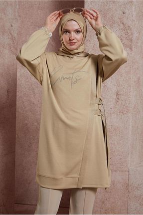 تونیک حجاب بژ زنانه مخلوط پلی استر Alvina - کد 833409307