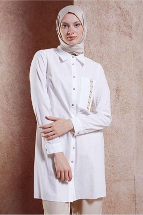 تونیک حجاب سفید زنانه %100 پنبه Alvina - کد 849217845