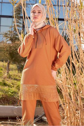 ست گرمکن حجاب نارنجی زنانه رگولار Alvina - کد 824850075