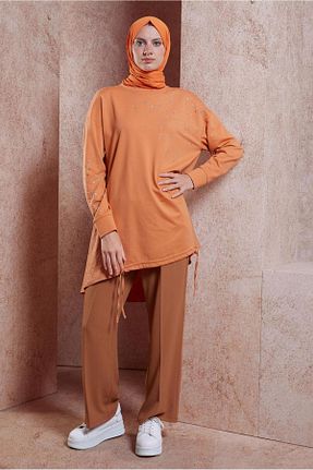 تونیک حجاب نارنجی زنانه پنبه ای Alvina - کد 856845649
