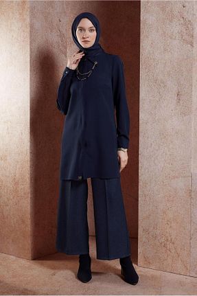 تونیک حجاب سرمه ای زنانه پلی استر Alvina - کد 865661091