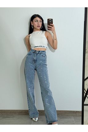 شلوار آبی زنانه فاق نرمال Butik - کد 921269926