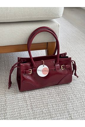 کیف دوشی زرشکی زنانه چرم مصنوعی BAGLOVİS - کد 921275992