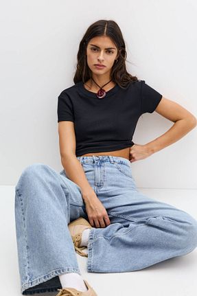 تیشرت مشکی زنانه رگولار Pull & Bear - کد 899535333