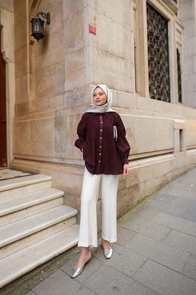 پیراهن حجاب زرشکی زنانه رگولار LOCCO - کد 921287111