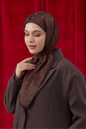 شال قهوه ای زنانه ابریشم Şalland - کد 921297840