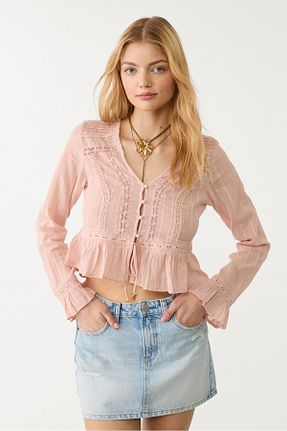 بلوز صورتی زنانه ساده Stradivarius - کد 921298606
