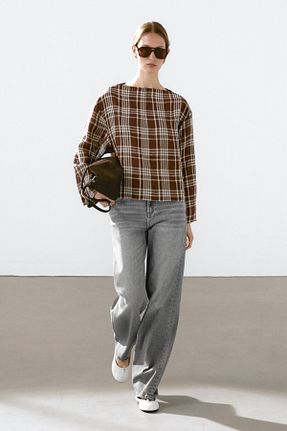 پیراهن قهوه ای زنانه اورسایز Massimo Dutti - کد 921308002
