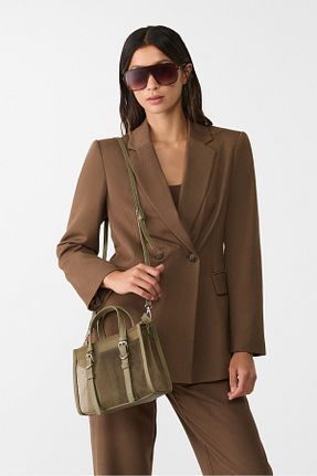 کیف دوشی خاکی زنانه پلی اورتان Stradivarius - کد 921318418