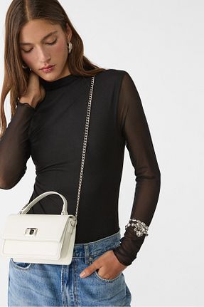 کیف دوشی سفید زنانه پلی اورتان Stradivarius - کد 921317490