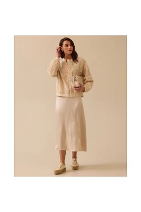 دامن بژ زنانه ساتن SEÇİL - کد 904315897