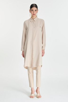 تونیک حجاب بژ زنانه پلی استر Zühre - کد 80717726