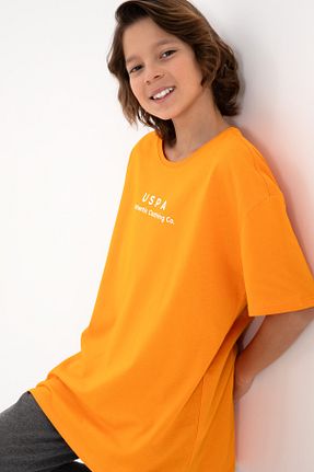 تیشرت نارنجی بچه گانه یقه دوچرخه U.S. Polo Assn. - کد 852116081