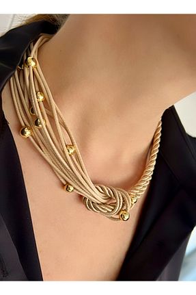 گردنبند جواهر بژ زنانه منجق Kutcha Accessories - کد 921338320