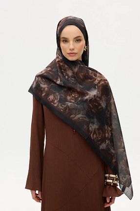 شال قهوه ای زنانه پنبه ای cs camellia scarf - کد 921333441