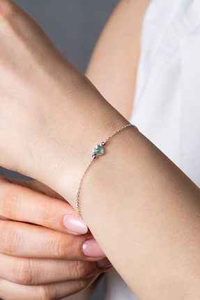 دستبند نقره آبی زنانه 925 عیار Elika Silver - کد 921277999